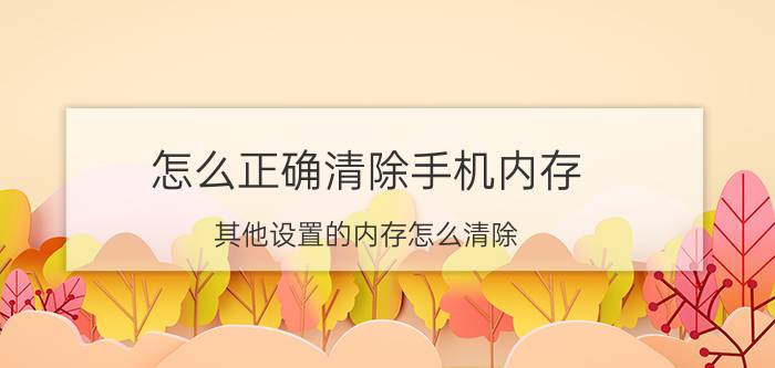 怎么正确清除手机内存 其他设置的内存怎么清除？